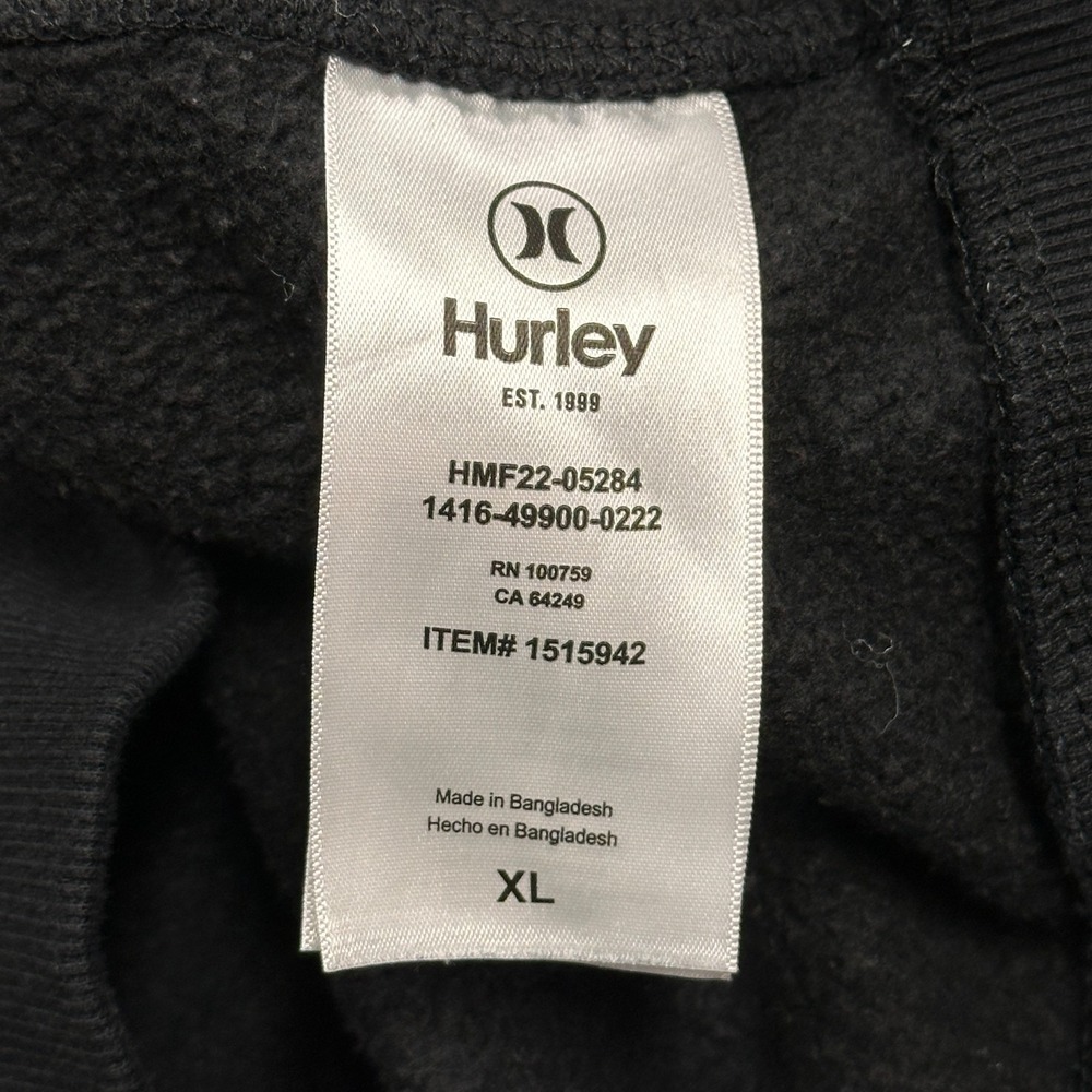 Hurley Hoodie Men's XL Black Fleece Pullover Logo Graphic Ride Surf Skate - Picture 7 of 8